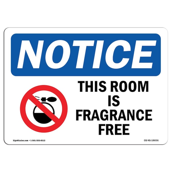 OSHA Notice Sign, 3.5" Height, This Room Is Fragrance Free Sign With Symbol, Landscape, 10PK